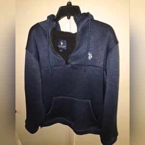 U.S. Polo Assn. Navy Blue Half-Zip Sherpa-Lined Hoodie